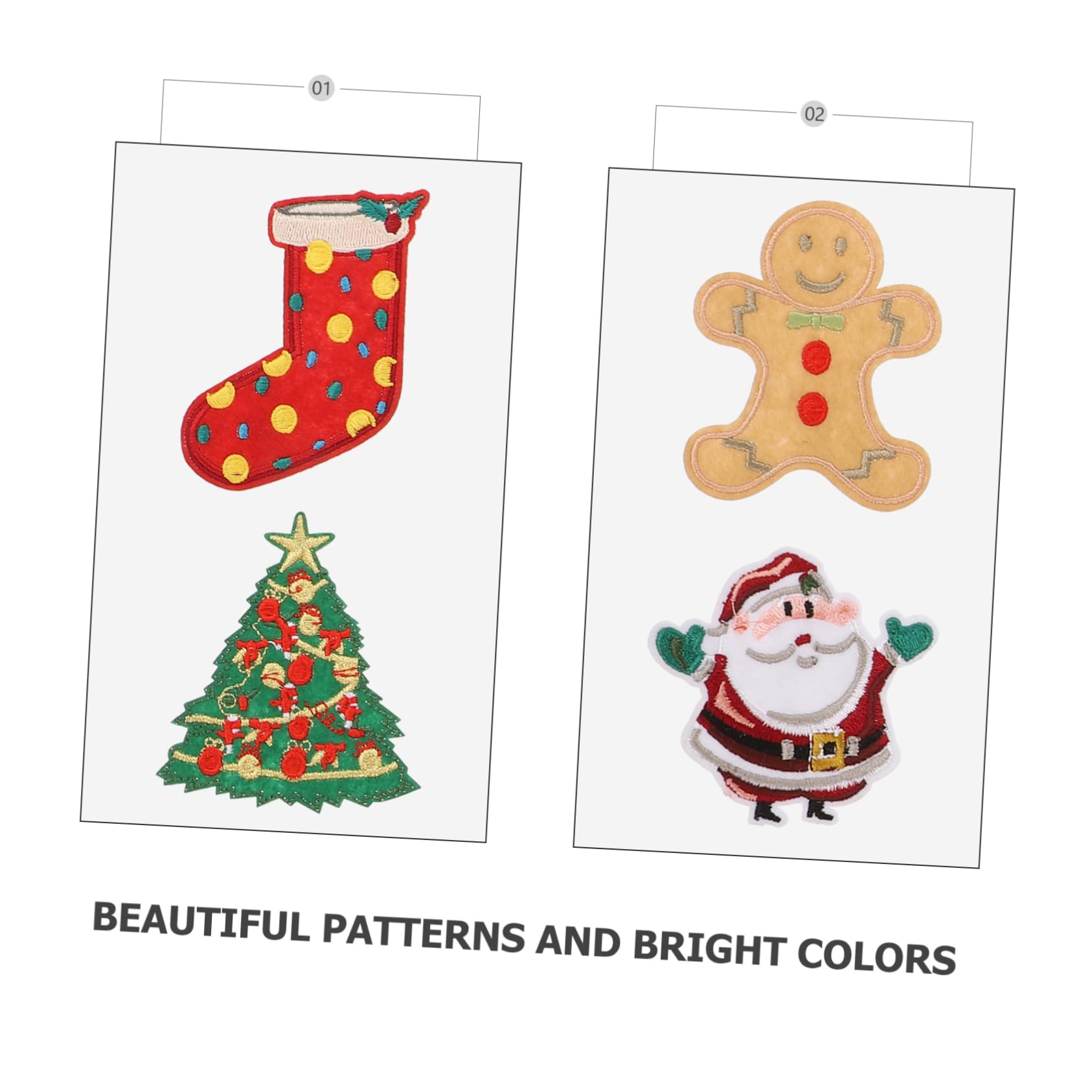 Tofficu 6 Ensembles Écusson De Noël Couture Accessoires Tissu Trousses Fil De Broderie Brodé Patch De Vêtements De Bricolage Patch De Broderie Coudre Un Polyester 10 Pièces * 6