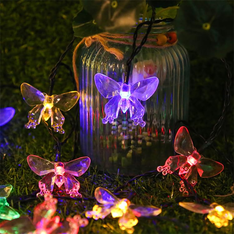 REFULGIX Plastic 14 Led Butterfly String Lights, 3 Meter Plug in Fairy String Lights, Extendable for Indoor, Outdoor, Wedding Party, Christmas Tree (Multi)