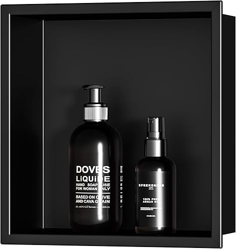 Qeke Nicho de pared de baño, nicho de ducha de acero inoxidable de 12 x 12 pulgadas, nicho de pared empotrado para baño, nicho de baño, no necesita