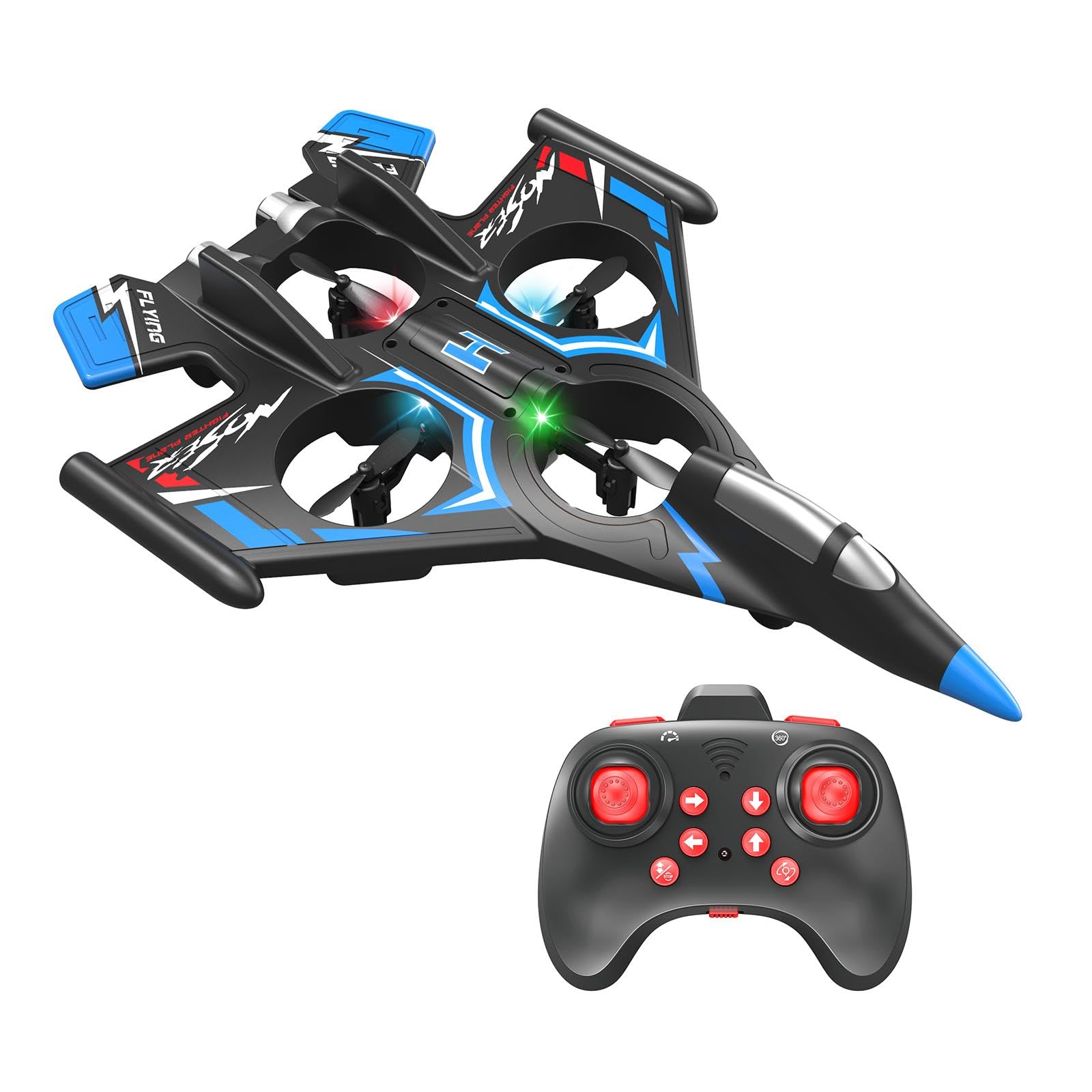 Avión RC de Espuma, Planeador de, a Prueba de Colisiones, Evita Obstáculos, Modelo de Avión de de Control Remoto de 2,4 GHz, Azul con 2 Batería