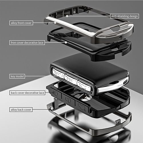 Miniatura 4 de K LAKEY Funda de llavero de aleación de metal, compatible con Volvo 4 botones C30 S60 S80 S90 XC40 XC60 XC70 XC90 V90 llavero, funda de TPU azul