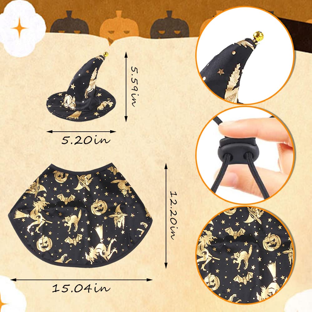 Estivaux Pet Halloween Costumes Dogs Cats Halloween Witch Pet Costume Cape Hat Halloween Vampire Cloak Wizard Cats Cosplay Clothes Apparel for Small Dogs Cats Halloween Party Decorations