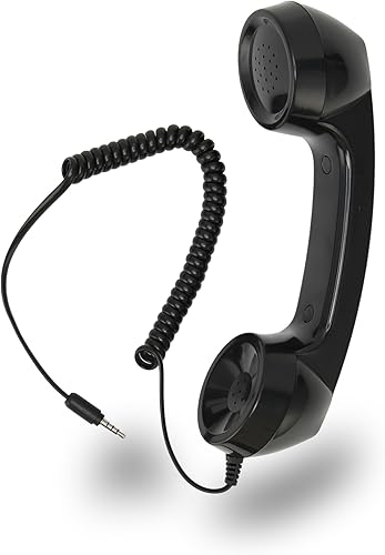 Jiawu Auricular de teléfono retro vintage, receptor de teléfono celular, micrófono con altavoz para teléfono celular, teléfono inteligente y
