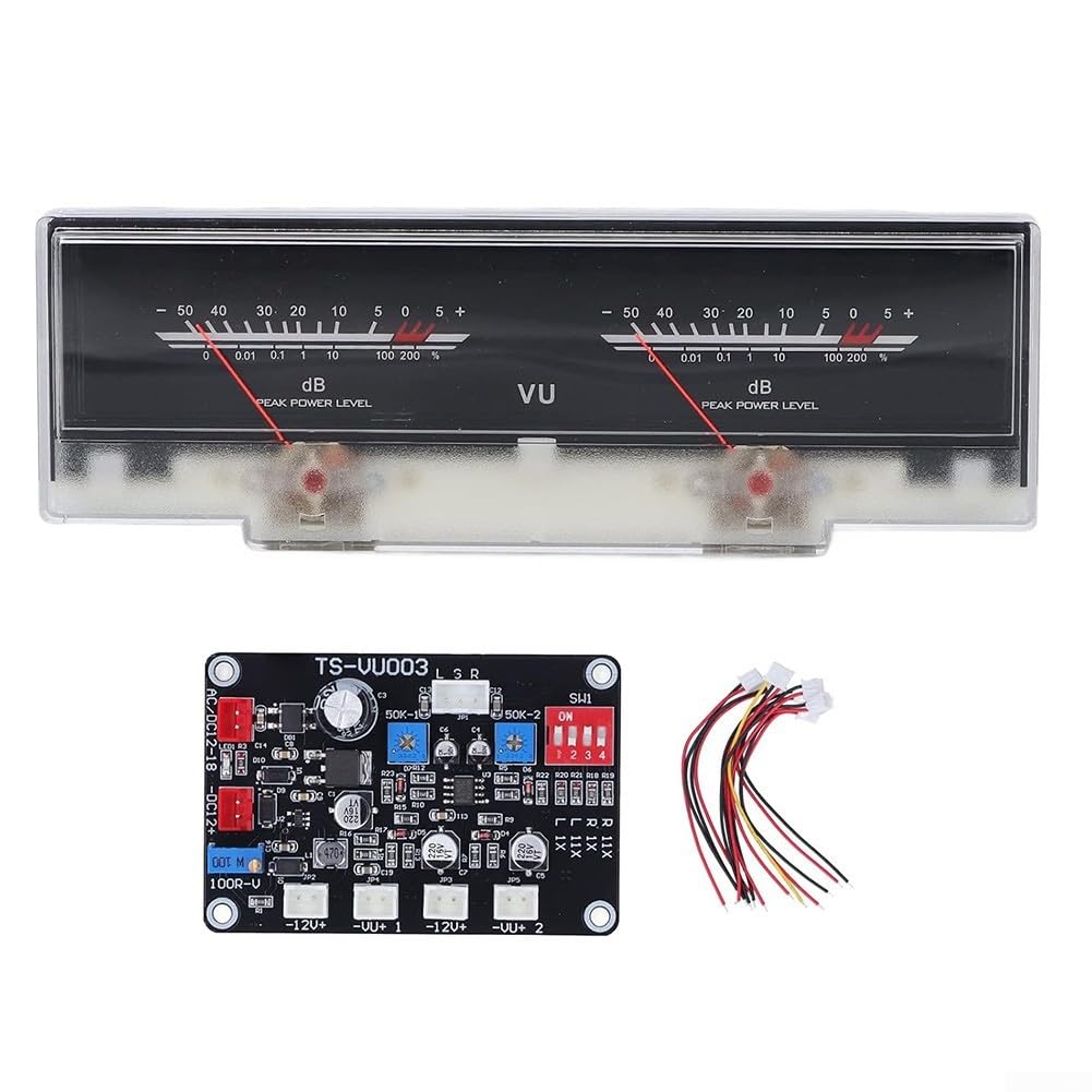 Medidor de volumen con kit de placa de conductor, medidor de base de datos de ajuste de potencia con indicador de nivel de audio, control de oscilación de aguja de brillo ajustable para estudio de
