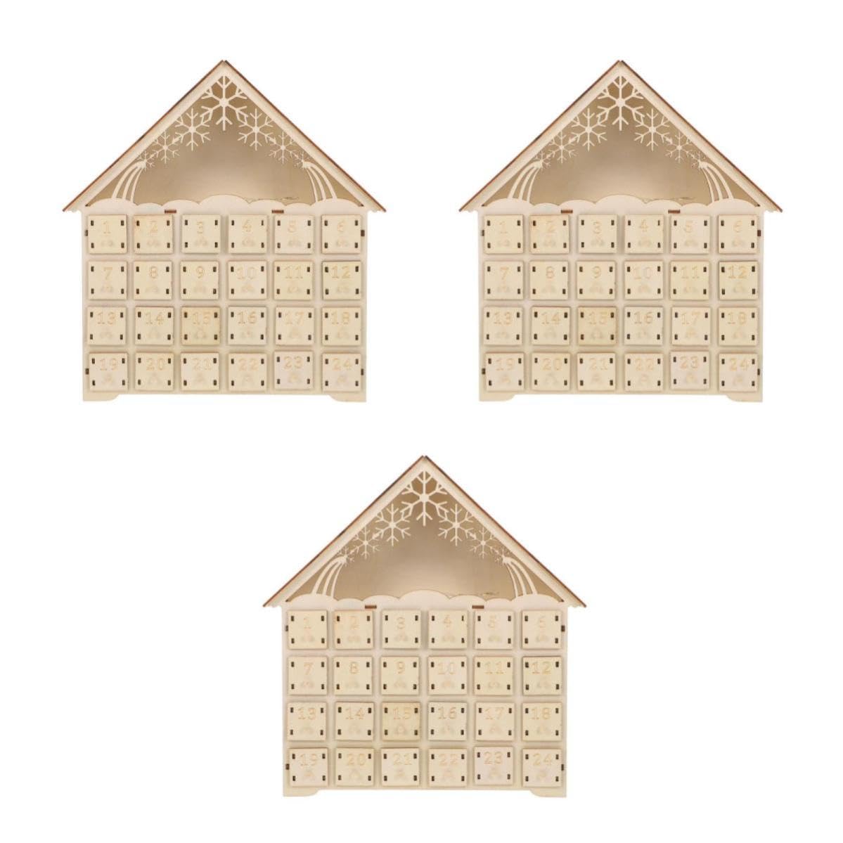 Toyvian 3 Stück LED 2025 24 Schubladen Beleuchteter Adventskalender