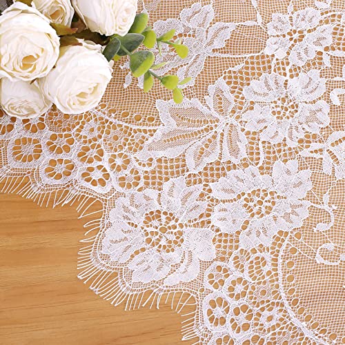 B-Cool 60 X120 Inch Classic White Wedding Lace Tablecloth Lace Tablecloth Overlay Vintage Embroidered Lace Overlay For Rustic Wedding Reception Decor Spring Summer Outdoor Party #TOP6