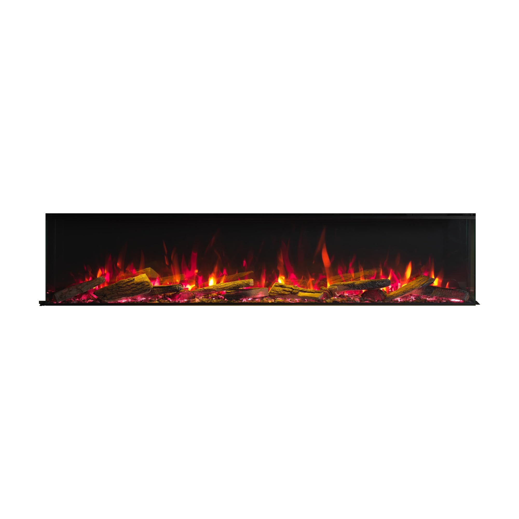 FLAMME 71"/180cm Knighton Platinum Smart Inset Media Wall Electric Fireplace 1-2-3 sided View Compatible with Alexa Deep Fuel Bed Perfect for Media Wall