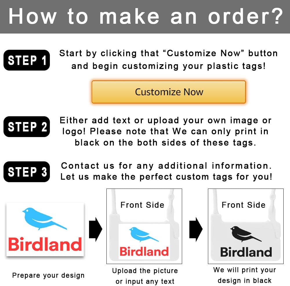 100Pcs Customized Clothing Hang Tags String Disposable Plastic Logo Tag Label for Clothes Shoes Bag 190mm/7.5"