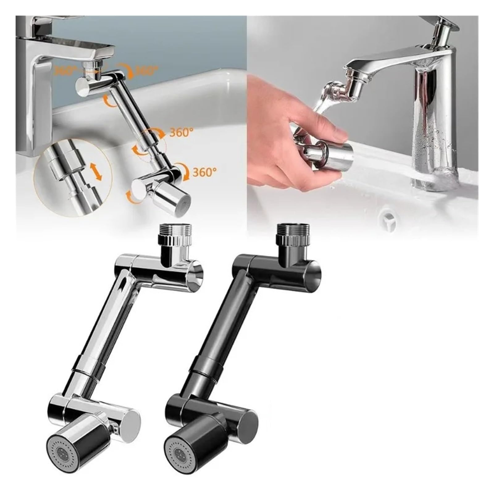 Extensor De Grifo Giratorio 1440 °, Modos Duales Latón, Brazo Robótico Universal, Aireador, Fregadero, Accesorio For Cocina Y Baño Bien Hecho(Dual Modes Silver)