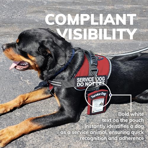 ActiveDogs Service Dog ID Card Pouch - Clip On Identification Badge Display Tag Holder & Carrier with Zippered Pocket for Small Bag Items - Made in USA, 5" x 4", Hot Pink3