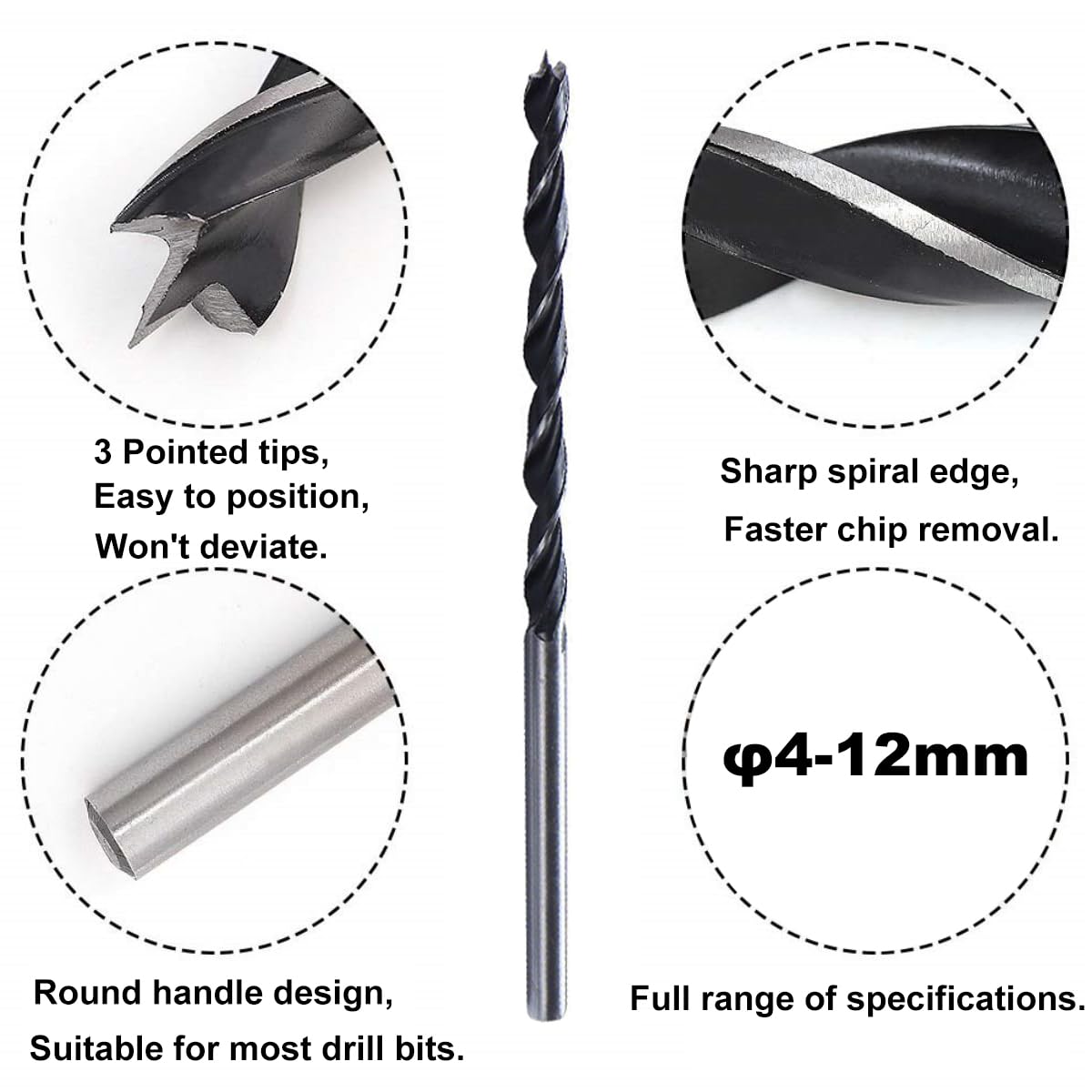 Punte per Legno Lunghe Professionali 4, 5, 6, 7, 8, 10, 12 mm x 300 mm Punte Lunghe per Casseforme, per Legna (Confezione da 2)