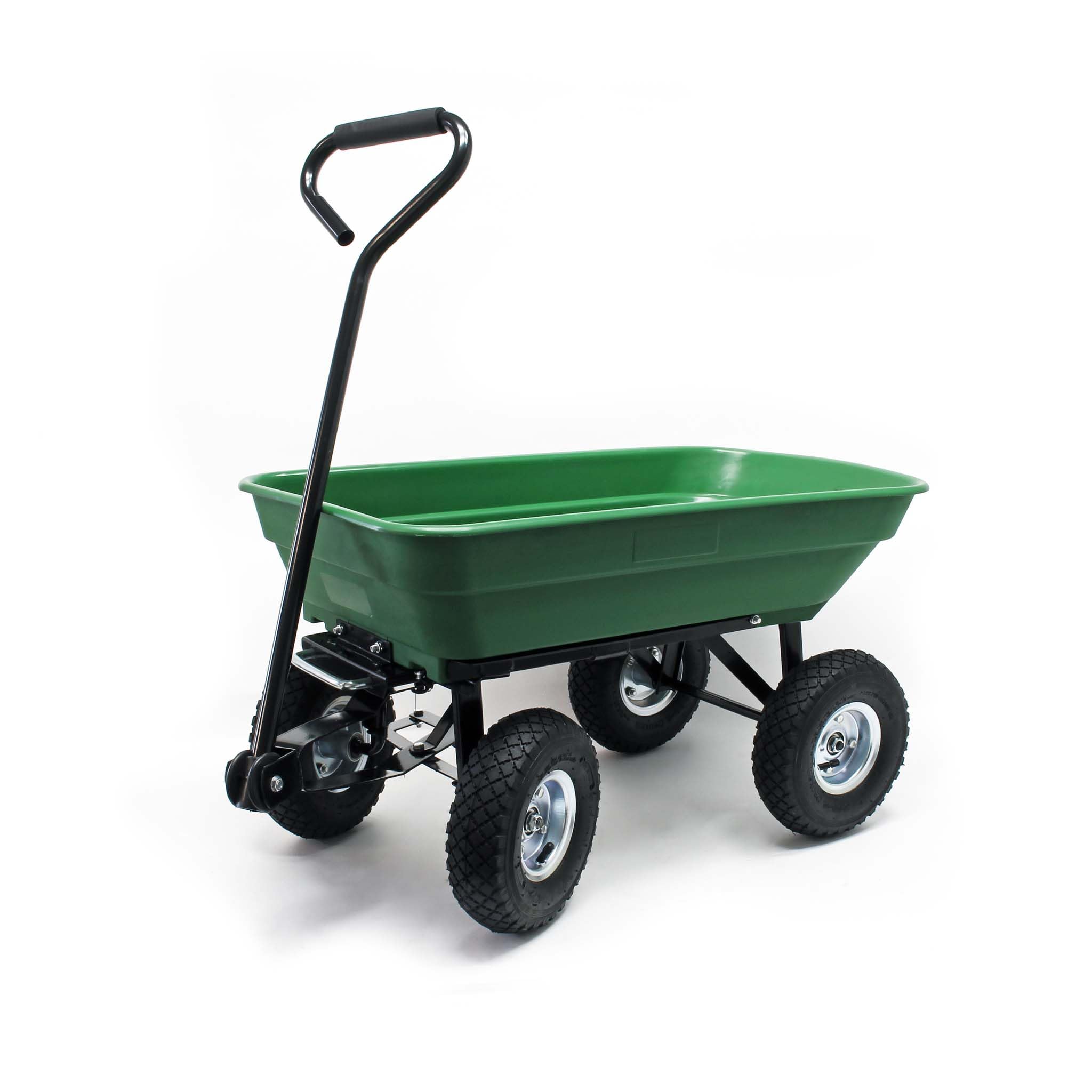 Wiltec Green Dump Cart, Capacity 50L, Max. Load 200Kg, Garden Trolley Tipper Trailer Wheelbarrow