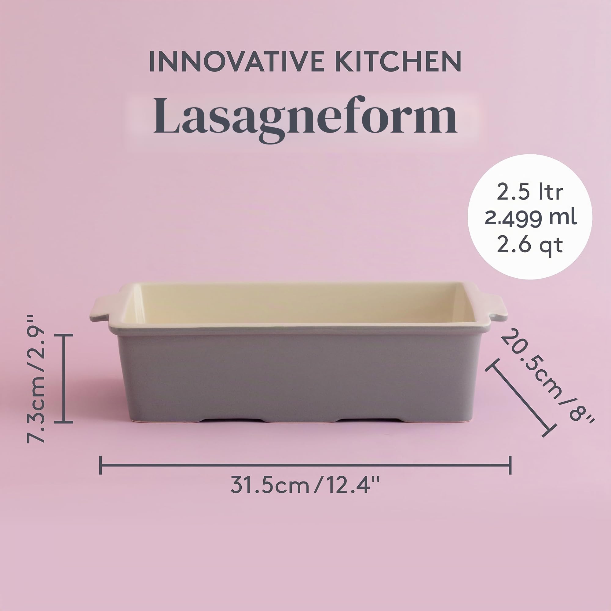 Mason Cash Lasagneform 31x23 cm, Steingut Auflaufform, grau-cremefarben