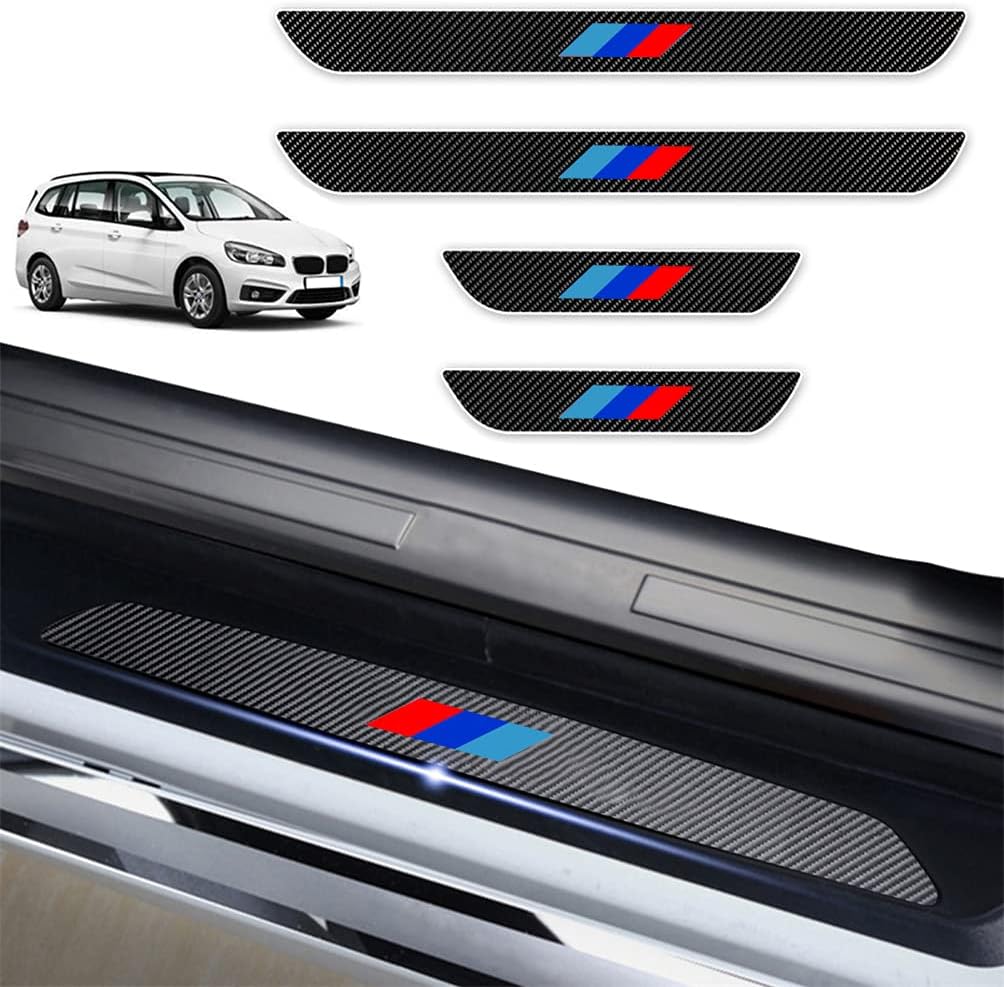 Mカラー サイドステップガード 適用 Bmw 2シリーズ レビューを書けば送料当店負担 アクティブツアラー グランツアラー スカッフプレート 3色ストライプ 保護ステッカー ドアシル 高級感アップ 4pセット 汚れ防止 キズ防止 炭素繊維 Mスポーツ プロテクトシート 車用内装