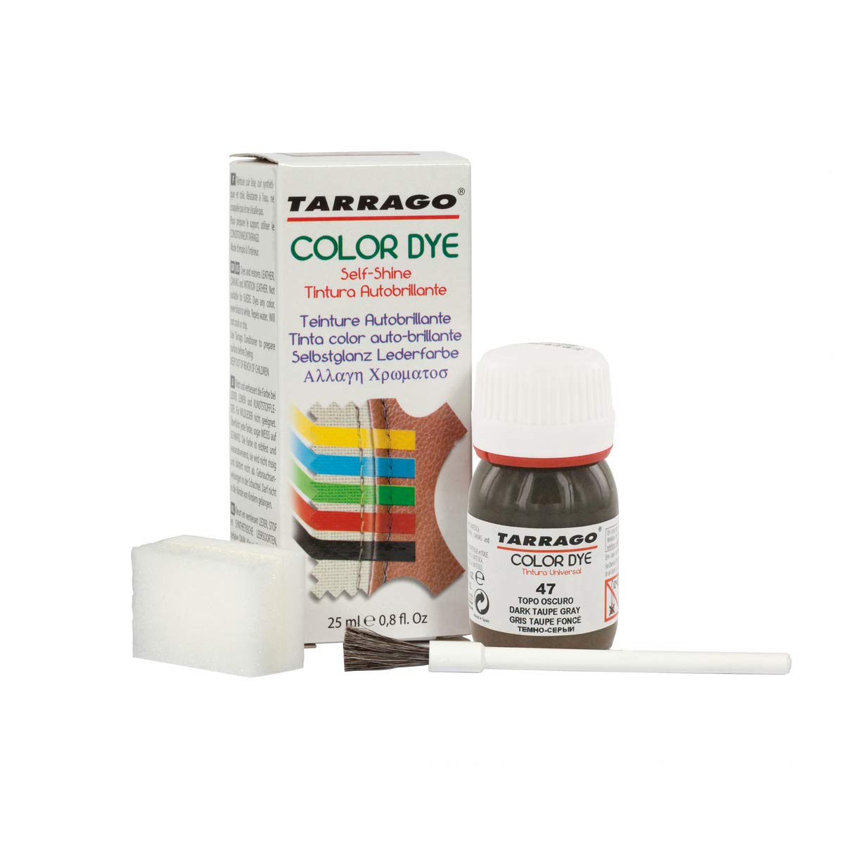 Tinte para Zapatos y Bolsos de Cuero y Textil con Esponja y Brocha | Cubre Rozaduras y Desgastes del Calzado | Gama de 90 colores — view 26