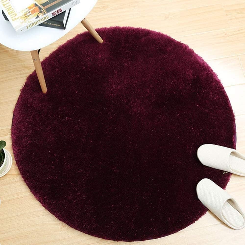 Tapis rond en velours ultra doux bicolore et moelleux à poils longs de 80cm