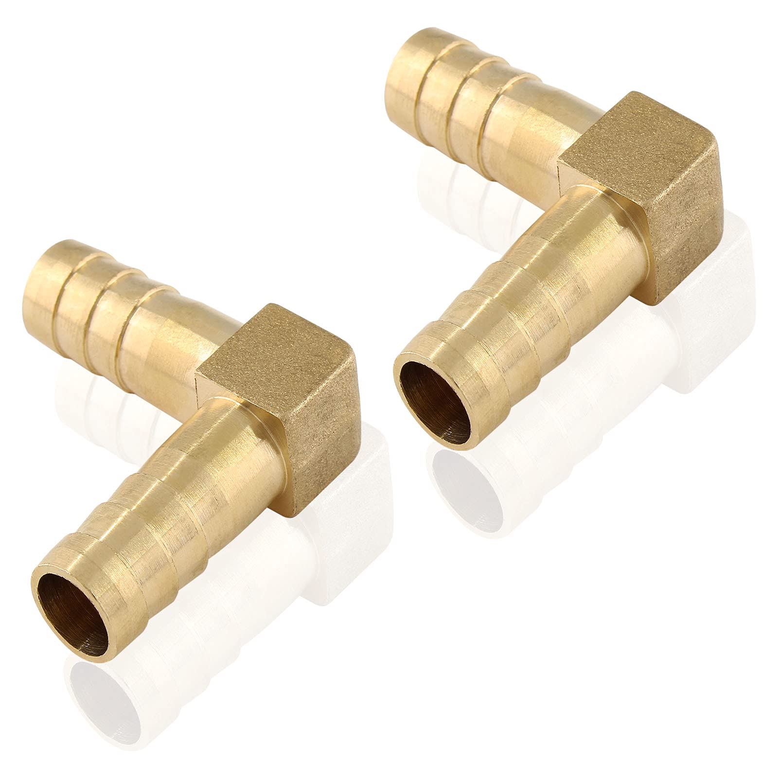 Zorfeter Brass Hose Barb Fitting 5/16" 8mm ID 90 Degree L Right Angle Elbow Barbed Fitting, 2 Pack