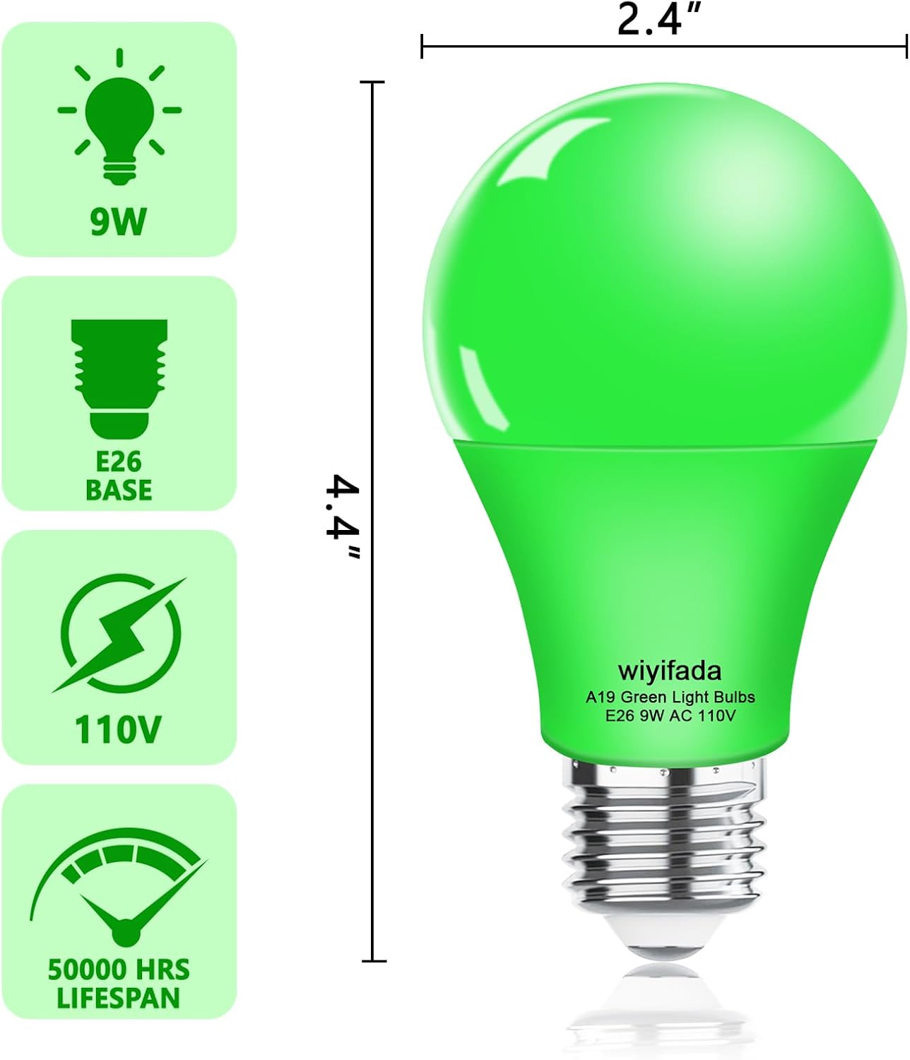 Green 9W LED Decorative Light Bulbs, 4-Pack