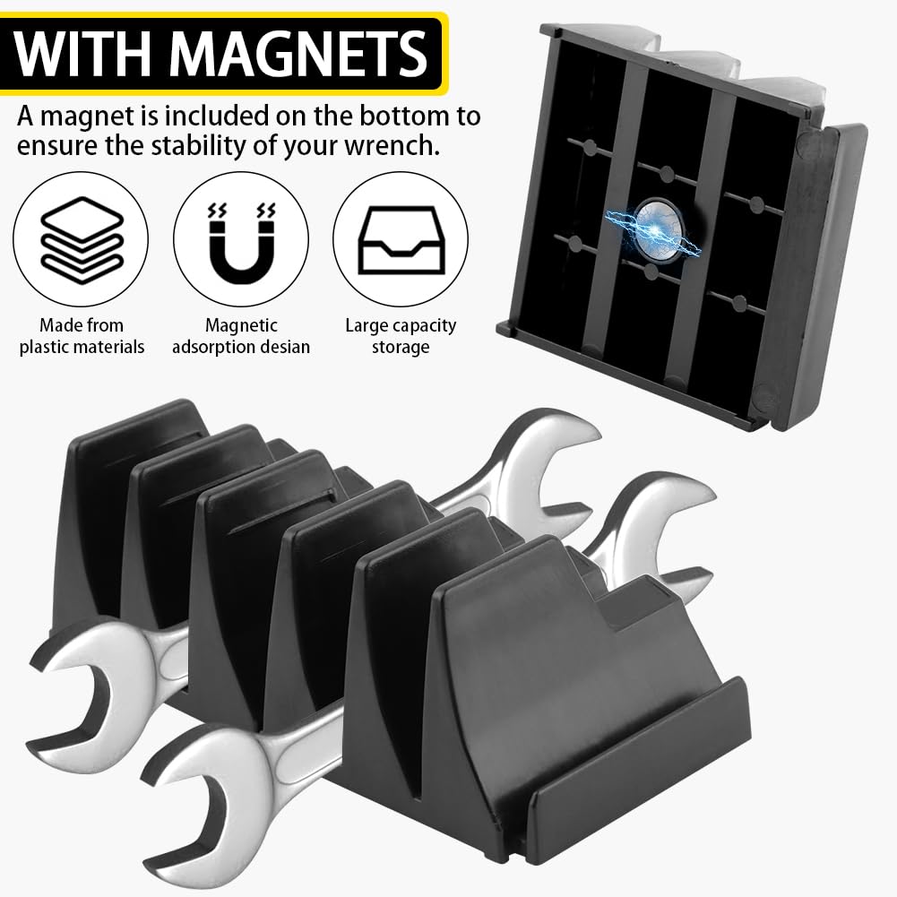 Kisbeibi Magnetic Wrench Organizer for 23 Wrenches, Improving Efficiency Modular Wrench Holder - Image 3