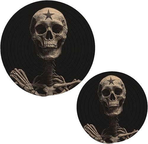 Salvamanteles de calavera para ollas y sartenes calientes, soportes para ollas y sartenes de esqueleto humano, 2 almohadillas calientes, soporte