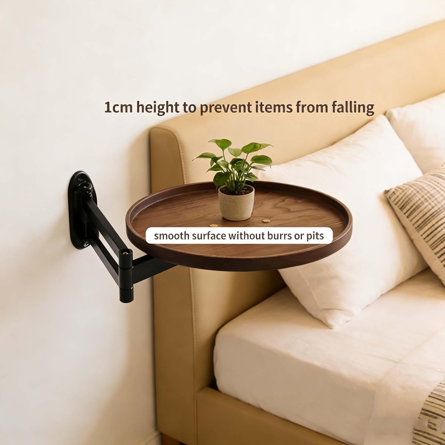 Wall-Mounted Folding Desk - Space-Saving Drop-Down Table with Retractable Shelf & 180° Rotation for Small Spaces, Bedroom, Living Room, Study (Black/Walnut)