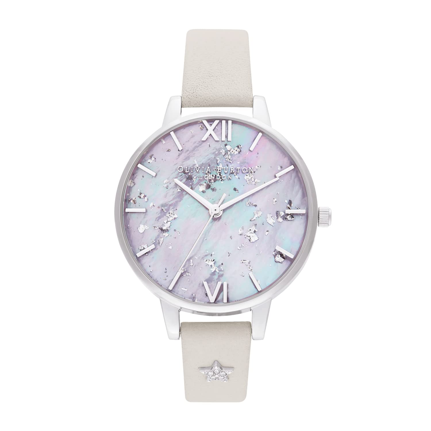Olivia burton Celestial Qtz Basic Blush Mother of Pearl & Resin & Glitter Round Dial Womens Watch|Blush Leather with Stainless Steel Studs Material|Silver Color Band - OB16GD42 (B07XJ2KHY4) Amazon Price History, Amazon Price Tracker