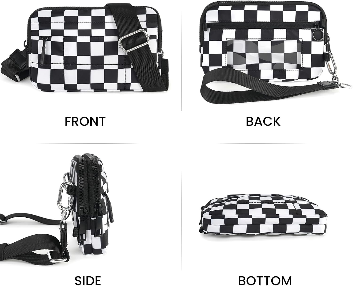 Small Crossbody Bags for Women Nylon Quilted Wristlet RFID Wallets with 4 Zipper Carry All Purse Credit Card Holder - Image 3