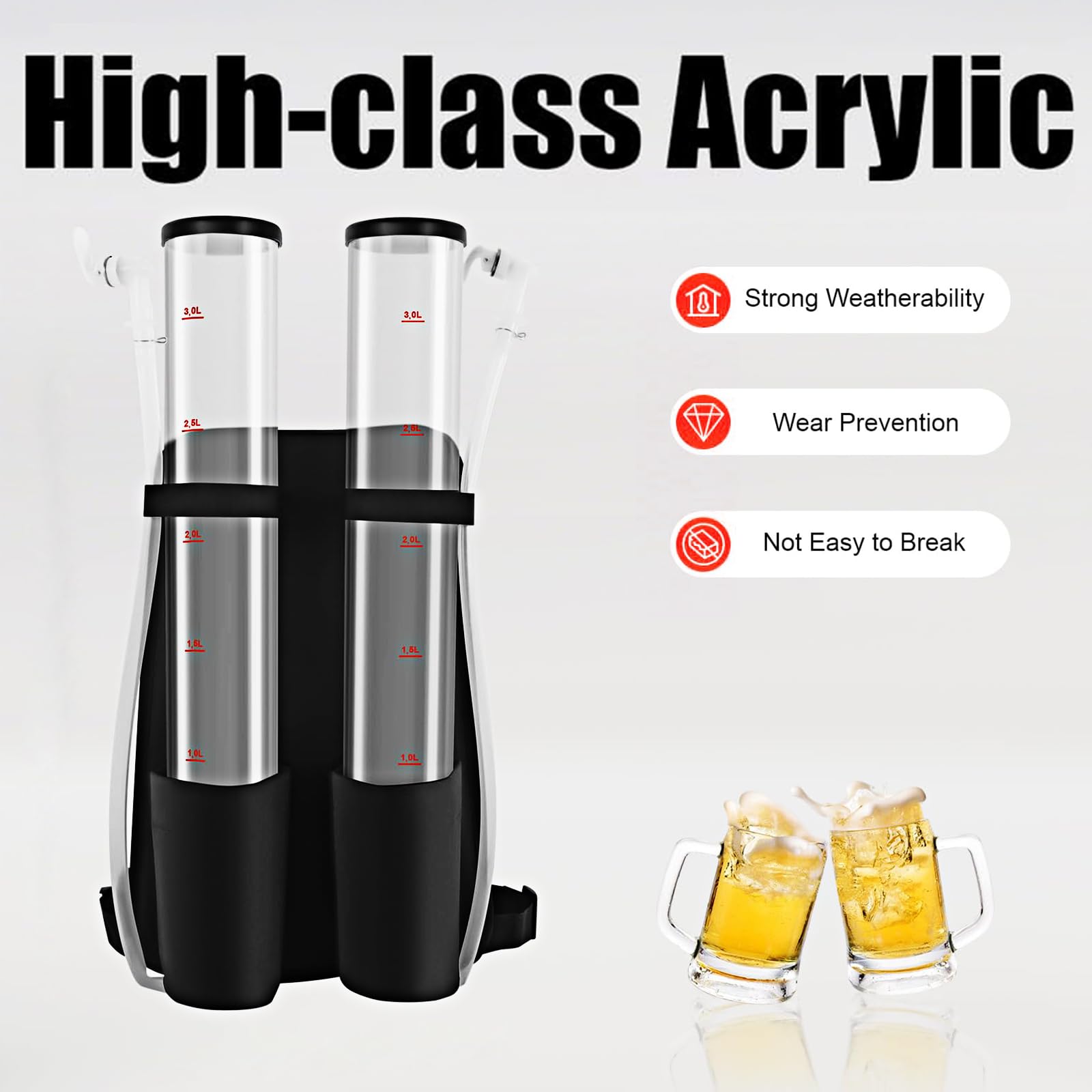 Trasparenza Zaino Acrilico Liquido Dispenser 6L Capacità Doppio Beccuccio Sistemi per Attività All'aperto Viaggio Fibra Birra Dispensing Zaino