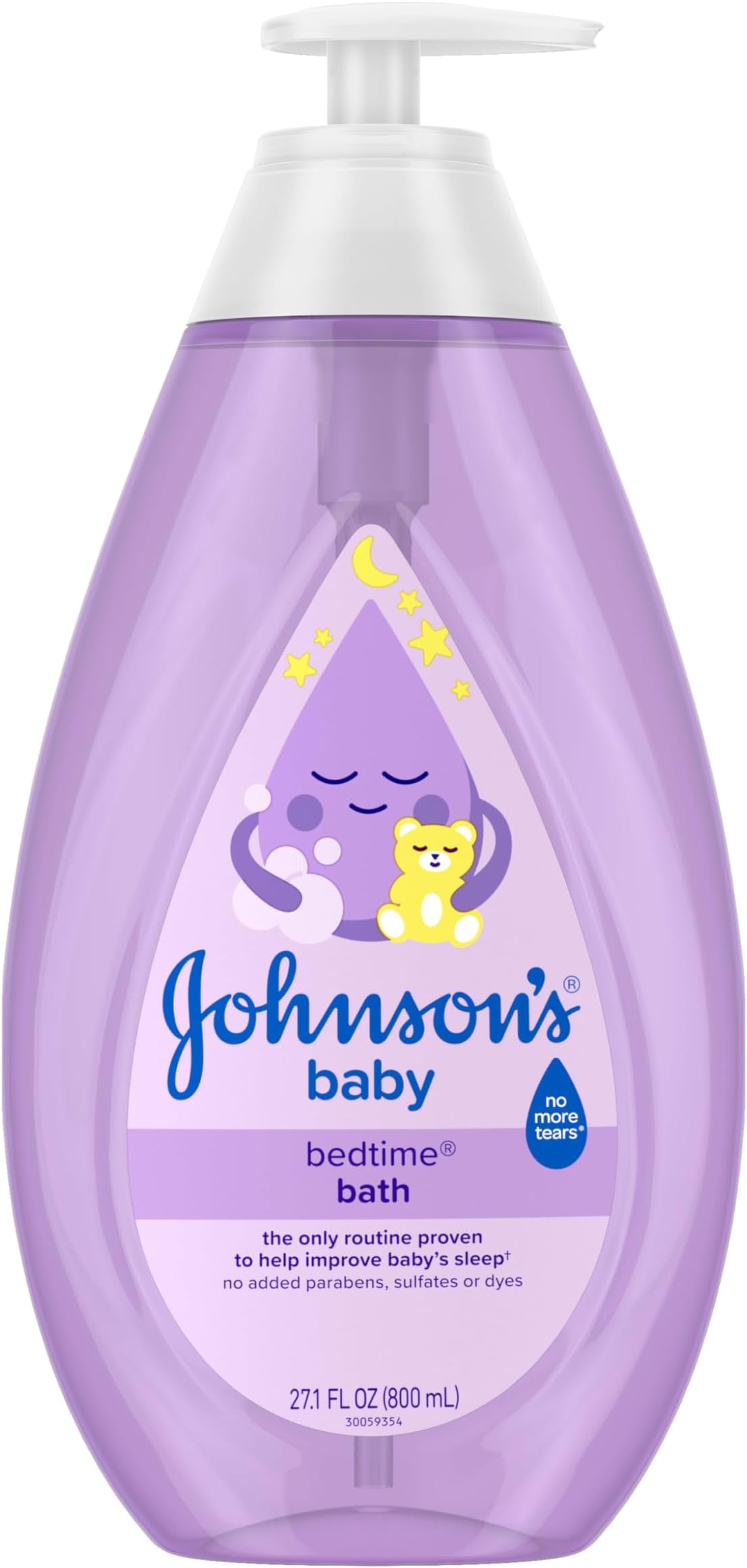 Johnson's Bedtime Baby Bath with Soothing NaturalCalm Aromas, Hypoallergenic & Tear-Free Liquid Baby Bath Formula, No Parabens, Sulfates, Dyes, or Phthalates, 27.1 fl. oz