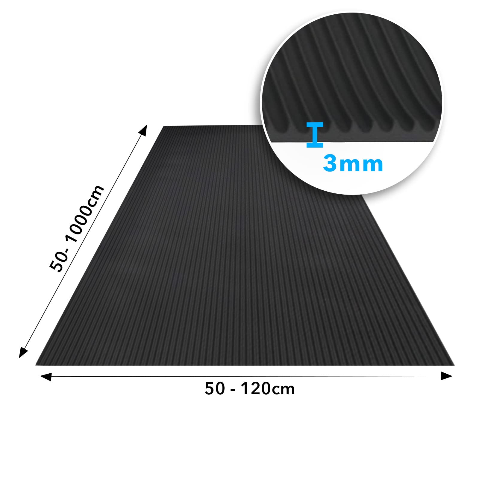 Tappetino In Gomma SBR Al Metro - Antiscivolo, Spessore 4mm, Larghezza 120cm, Superficie Liscia, Nero - Foto 7
