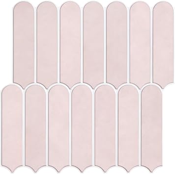 COMSTICKC Matte Pink Peel and Stick Tile Backsplash, 10 Pcs, Ultra-Light Thin PVC Wall Panels 3D Fish Scale Self Adhesive Tile Backsplash Kitchen Bathroom, 12"X12"