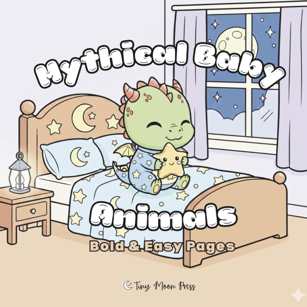 Mystical Baby Animals: Bold and Easy Coloring Pages