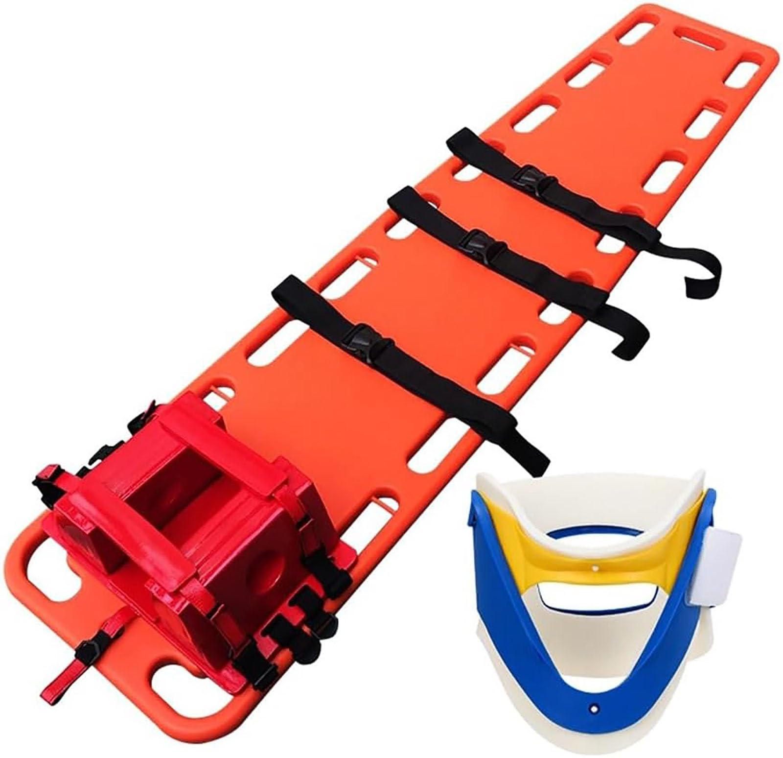 Planche de survie en plastique Stretcher,Brancard de sauvetage pour piscine avec lit de tête et minerve Système de sangles d'immobilisation de la colonne vertébrale，pour le transport et le sauvetage