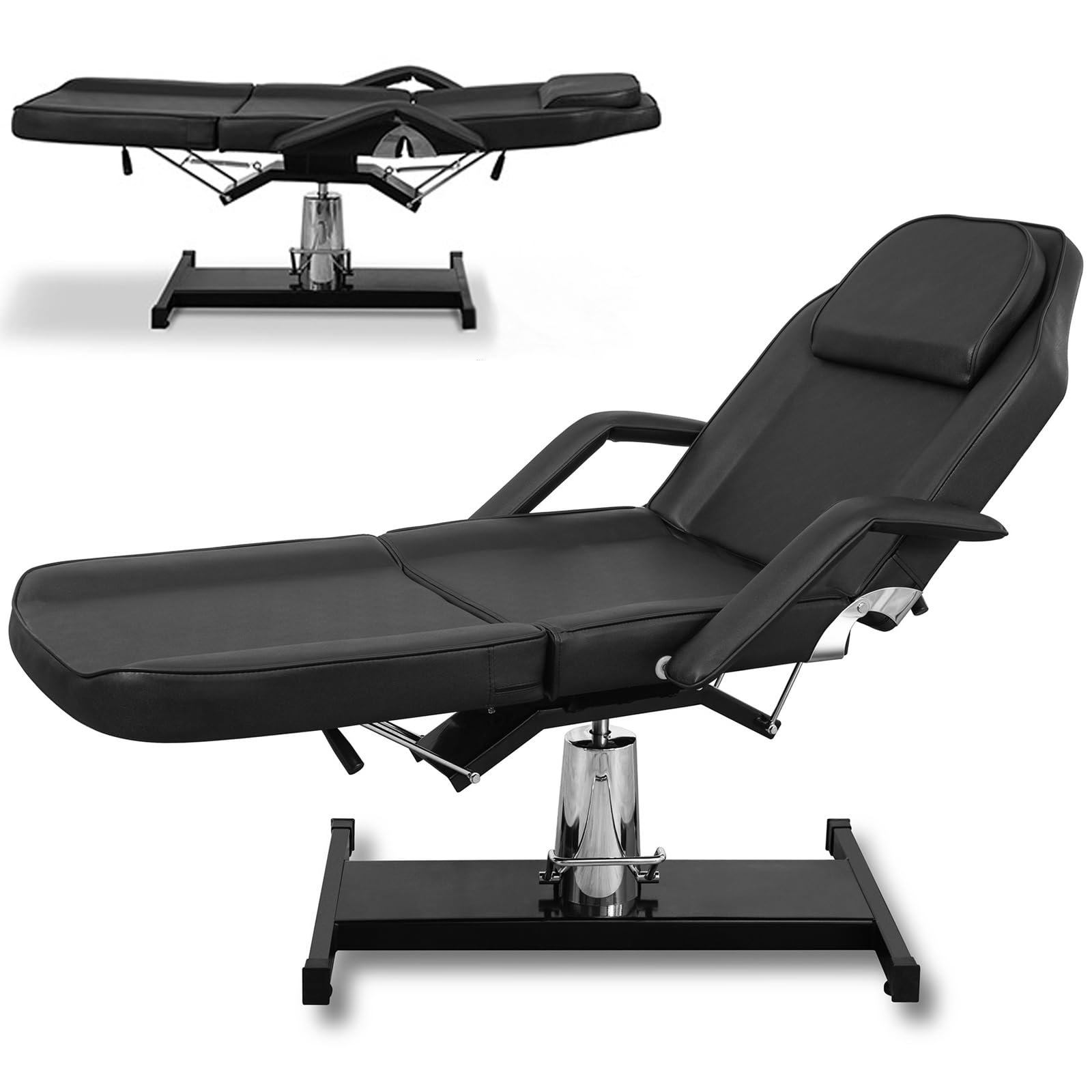 Professional Tattoo Bed, Hydraulic Tattoo Chair Esthetician Bed, Multi-Purpose 3-Section Facial Table, Adjustable Beauty Salon Spa Massage