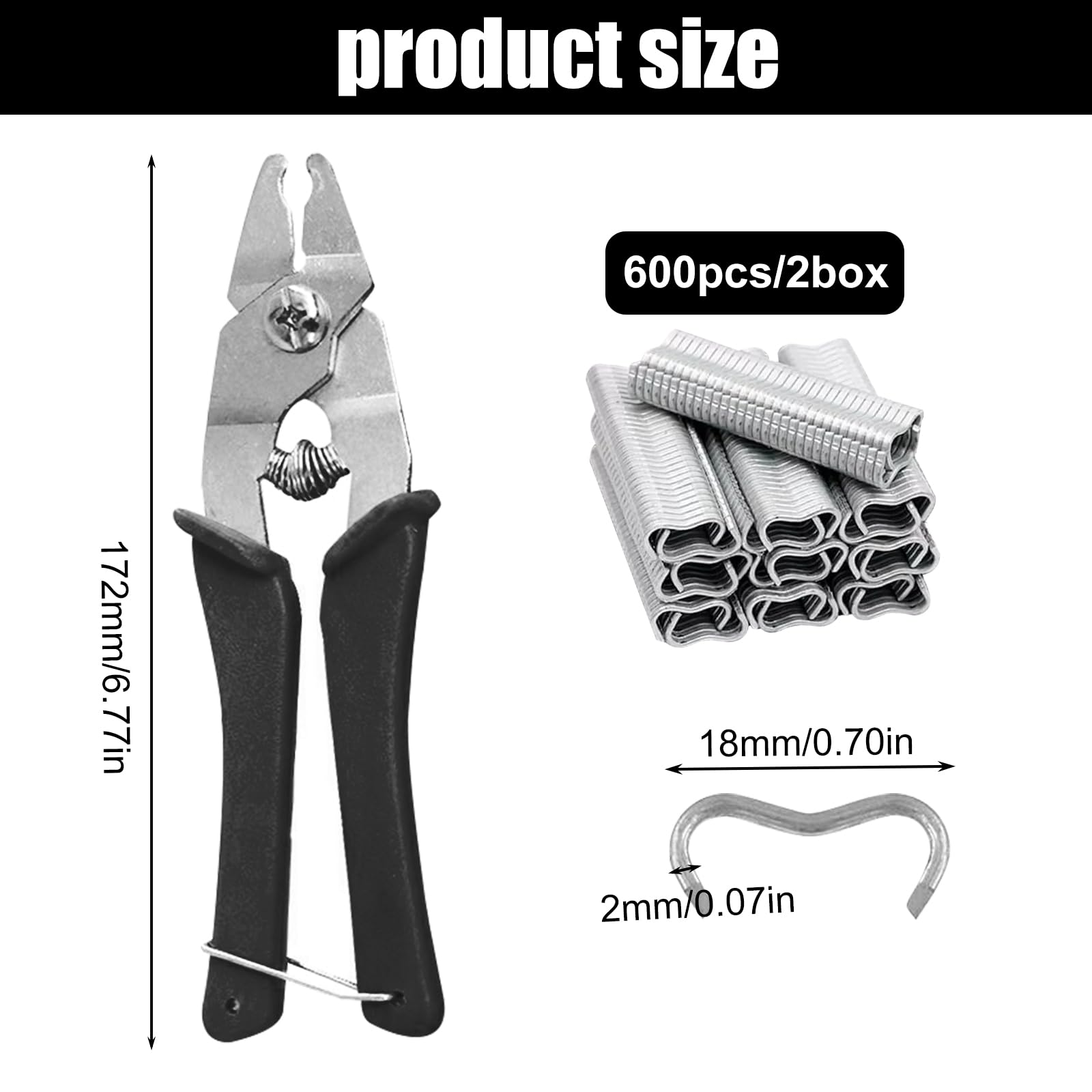 Pinza a clip per salsicce, con 1200 clip, pinza per il fissaggio del filo con 1200 clip per materassi auto, cuscini, divani, recinzioni, gabbie per animali domestici