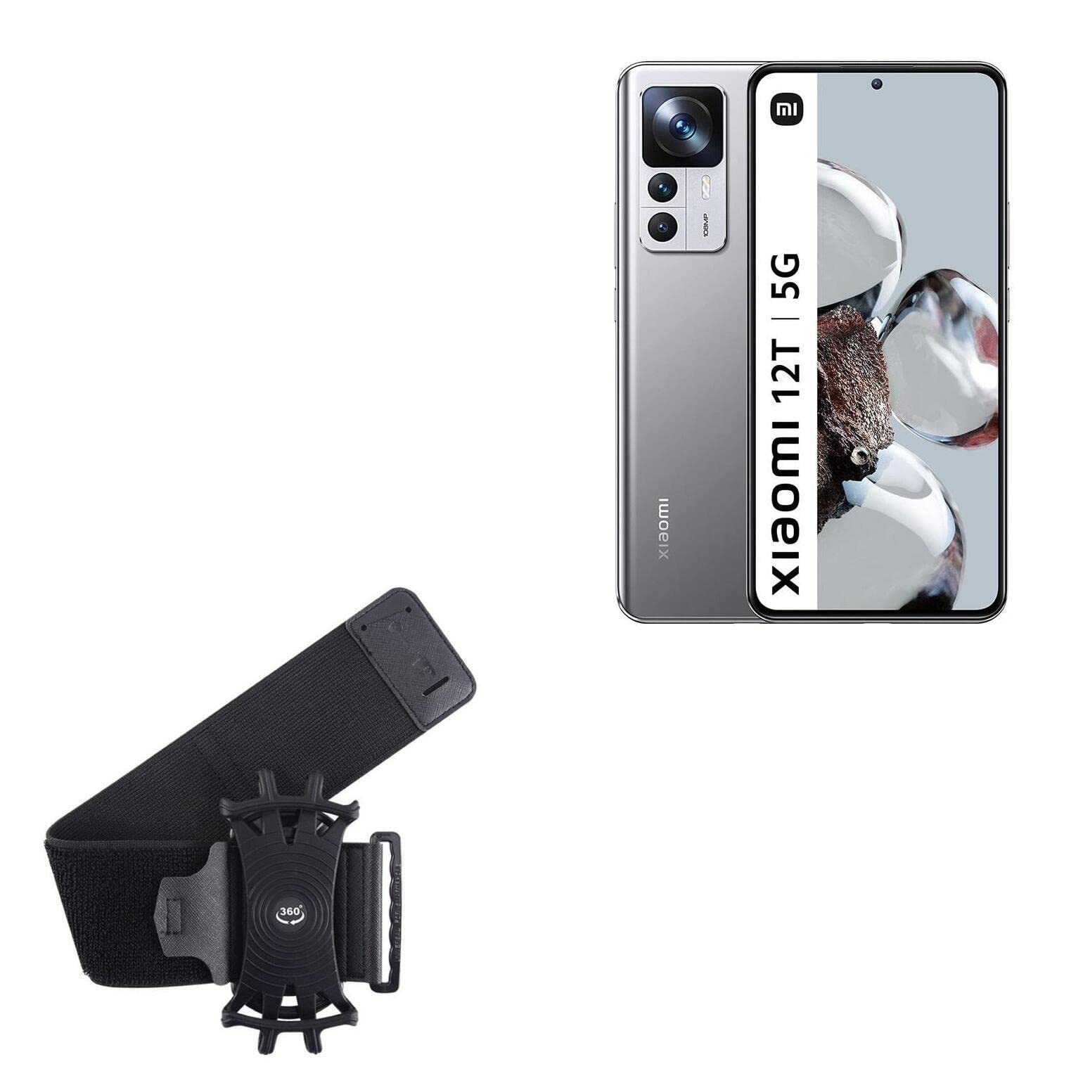 BoxWave Holster Compatible with Xiaomi 12T Pro - ActiveStretch Sport Armband, Adjustable Armband for Workout and Running - Jet Black