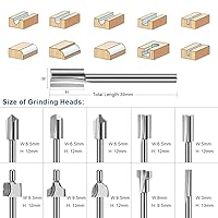 Vista 5 de Wood Carving Bits Engraving Router Bit, 20pcs HSS Different Rotary Burr Set with 1/8"(3mm) Shank for Rotary Tools for DIY Woodworking, Carving