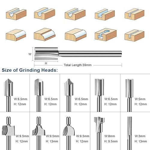 Miniatura 5 de Wood Carving Bits Engraving Router Bit, 20pcs HSS Different Rotary Burr Set with 1/8"(3mm) Shank for Rotary Tools for DIY Woodworking, Carving