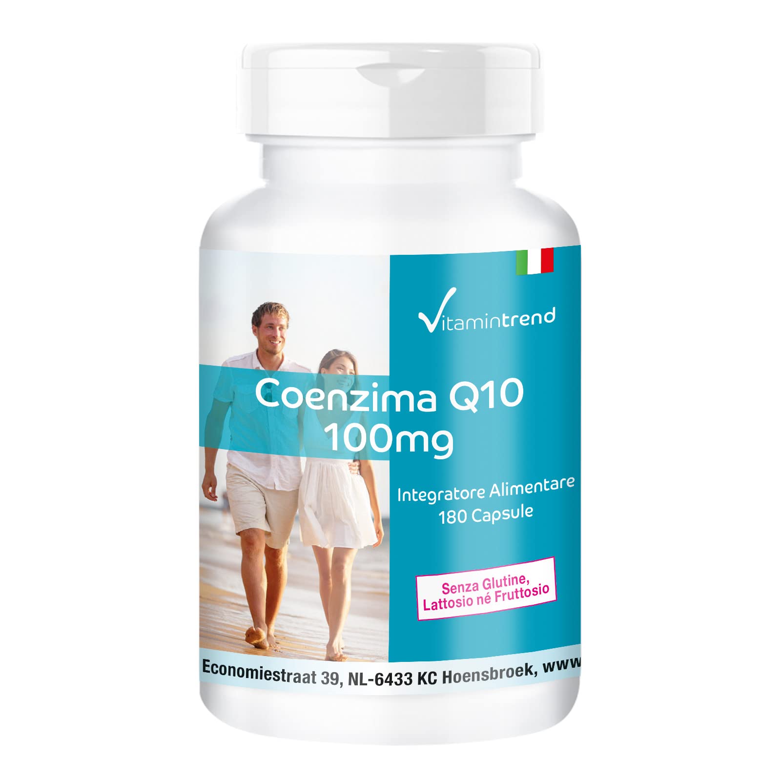 Vitamintrend Coenzima Q10 100 mg, 180 capsule, facili da deglutire, ad alto dosaggio, integratore alimentare vegano senza magnesio stearato, prodotto in Germania