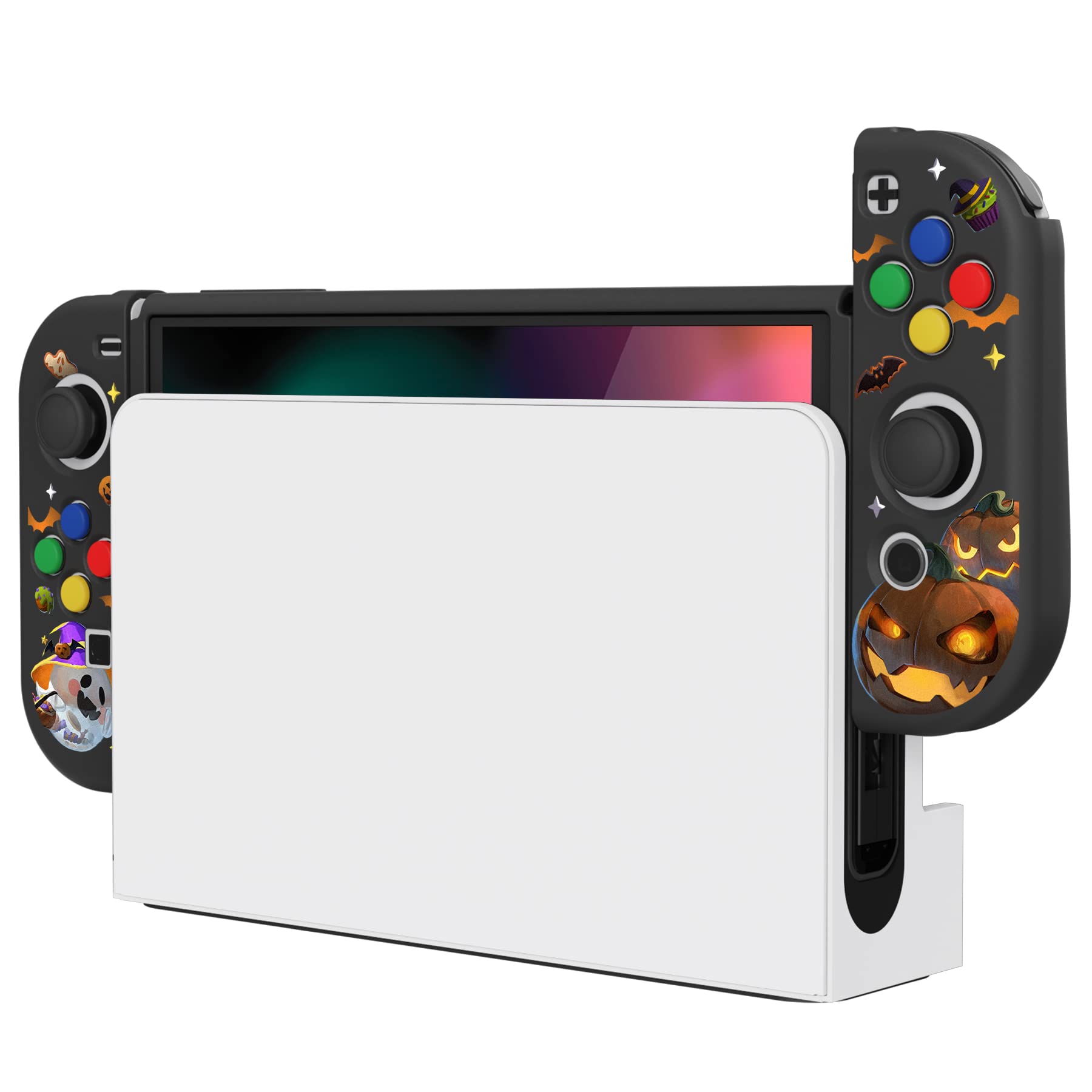PlayVital ZealProtect Coque de Protection Souple pour Nintendo Switch OLED, Coque de Protection Flexible Joycon pour Switch OLED avec Capuchons de Pouce et Capuchons de Bouton ABXY Direction –