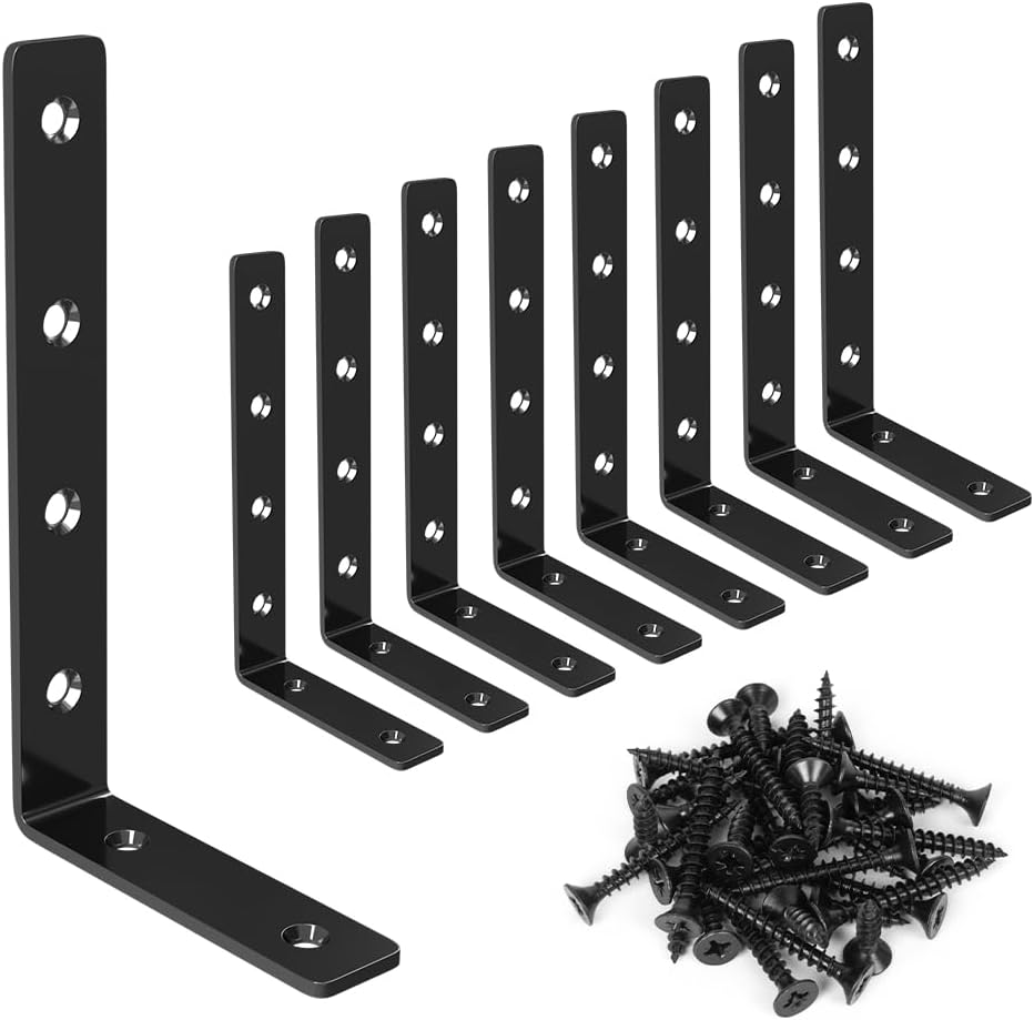 LuckIn 8 Pack Shelf Bracket, 5'' x 3'' L Brackets for