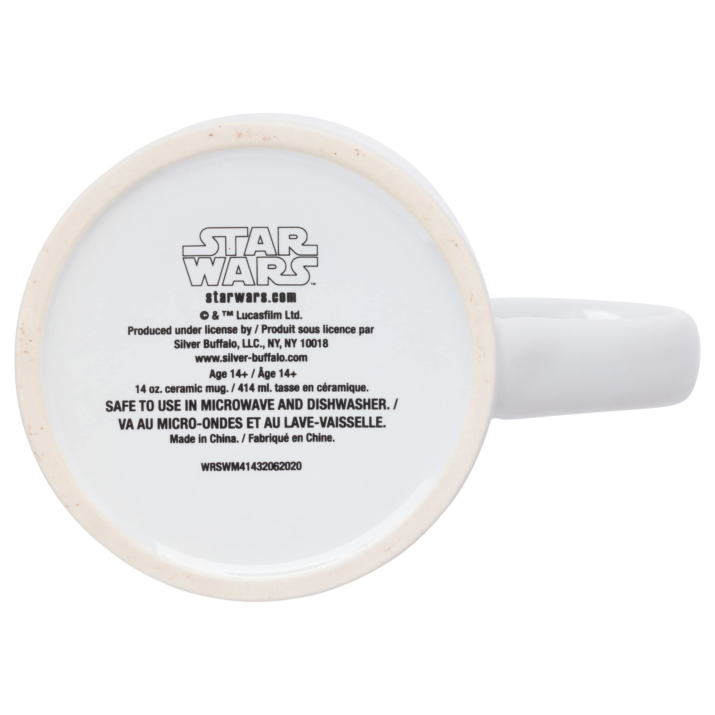 Silver Buffalo Star Wars Mandalorian Taza de café de cerámica Cearmic, The Child Stands-White
