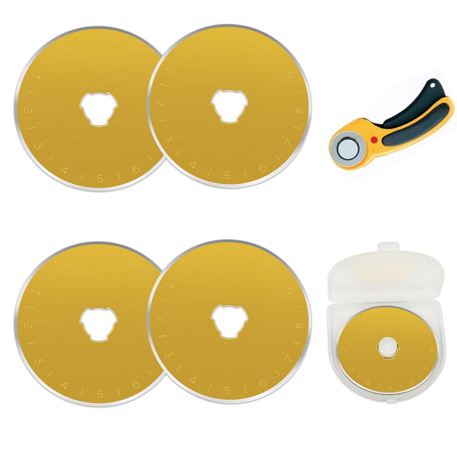 5 Pcs 45 Mm Titanium-Coated Rotary Cutter Blades, Universal Set