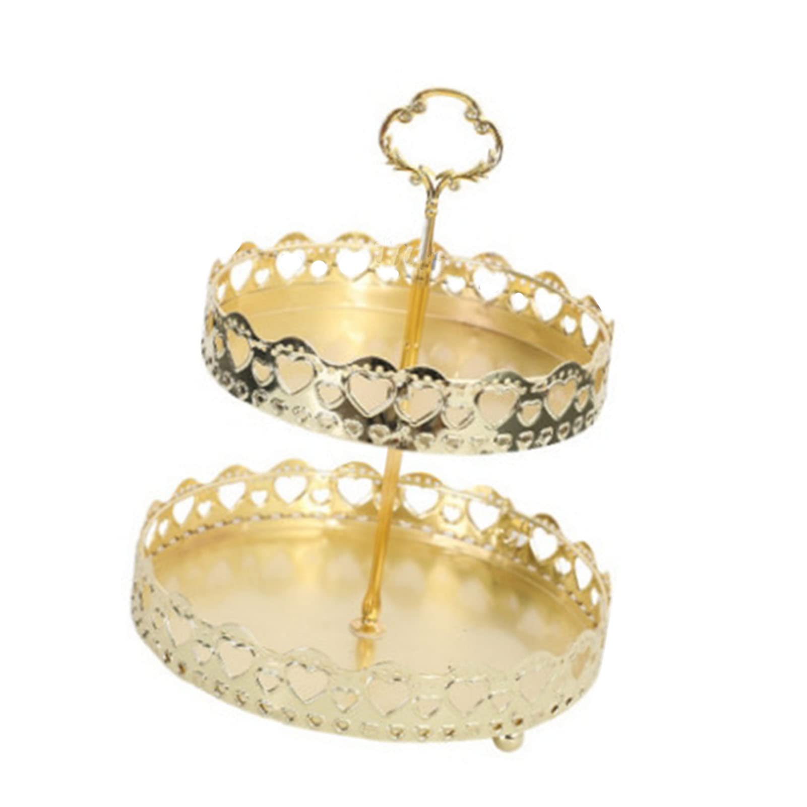 Cocoarm Vassoio per Pasticceria a Doppio Strato Vassoio da Portata in Rame Piatto da Esposizione Rotondo Dorato per Dessert con Superficie Liscia e Motivo Decorativo per Tavolo da Dessert Domestico