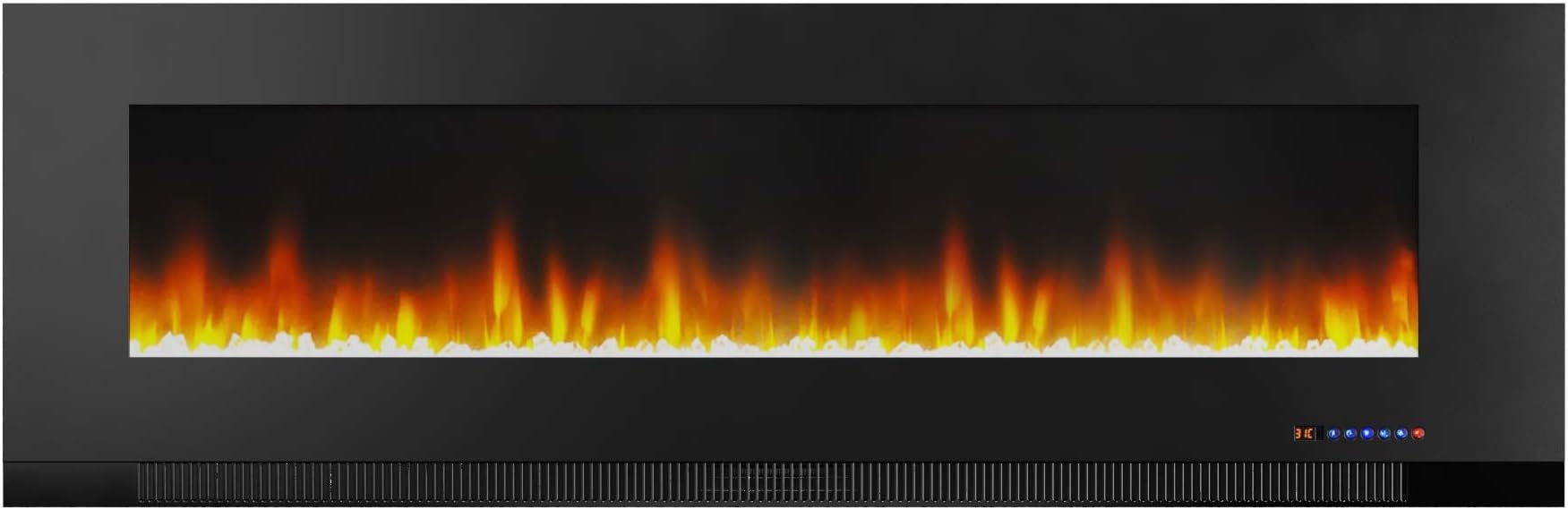 Amazon Basics Wall-Mounted Recessed Electric Fireplace - 60 inches, Black