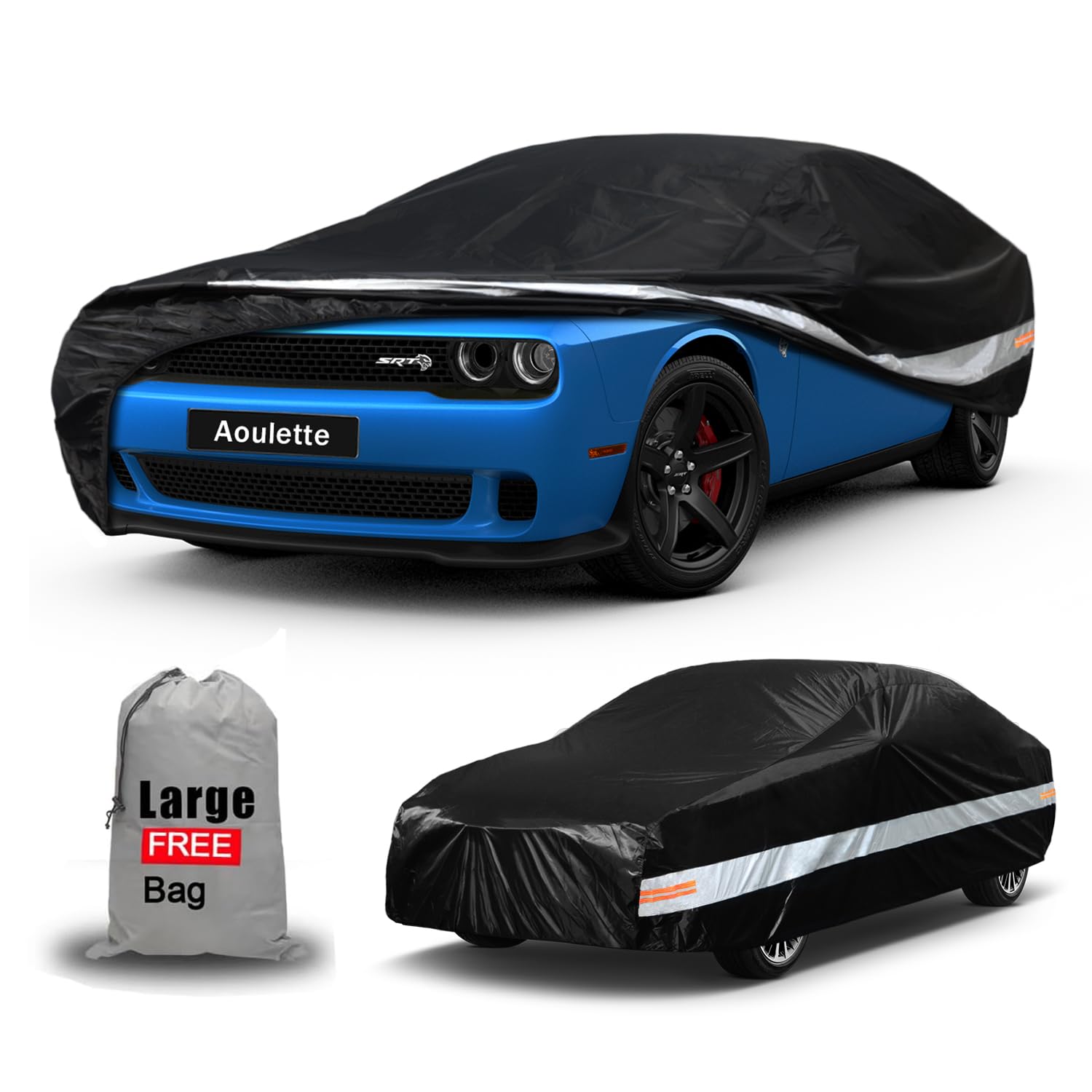 Lightweight Car Cover Waterproof All Weather for Automobiles, Universal Fit Dodge Charger/Challenger, Audi A6/A7/A8, Lexus ES350, Volvo S90, Cadillac Seville etc.(Fit Sedan, 194"-206")