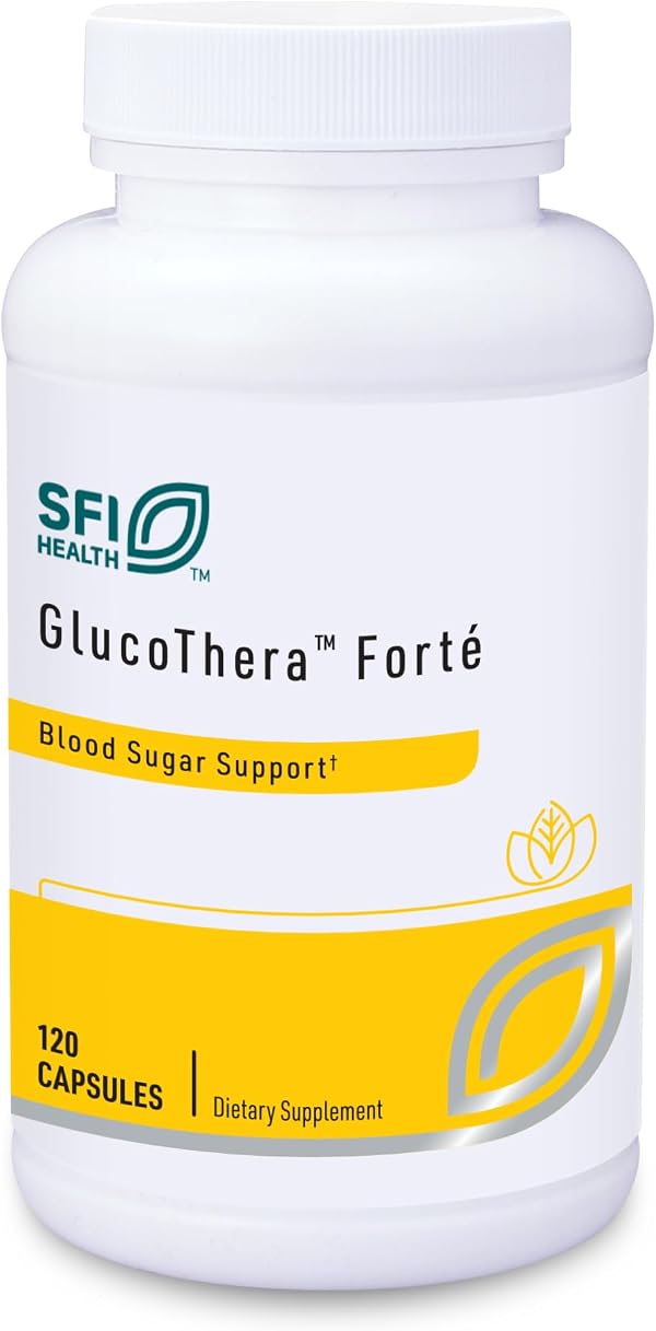 Klaire Labs SFI Health GlucoThera Forte - Chromium Complex with 250 mg ALA, Turmeric & Cinnamon, Dairy-Free (120 Capsules)