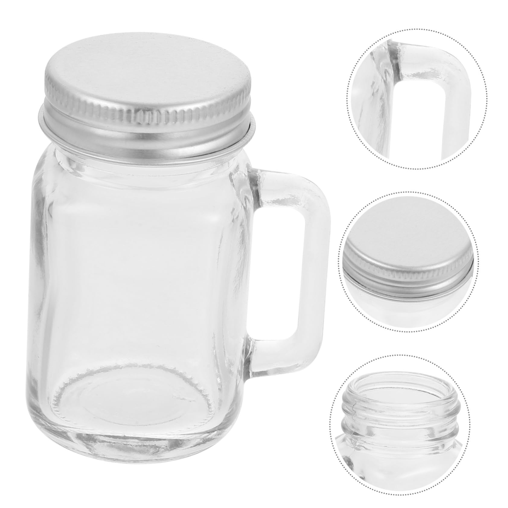 16 Stück Kleine Glasbehälter mit Henkel und Deckel 60ml Wiederverwendbare Vorratsgläser aus Glas für Marmelade Kerzen und Anlässe