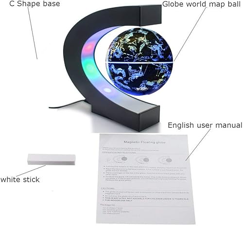 Miniatura 6 de Globo flotante magnético 2 en 1 azul 4 pulgadas constelaciones globo mapa mundo C forma base LED lámpara giratoria