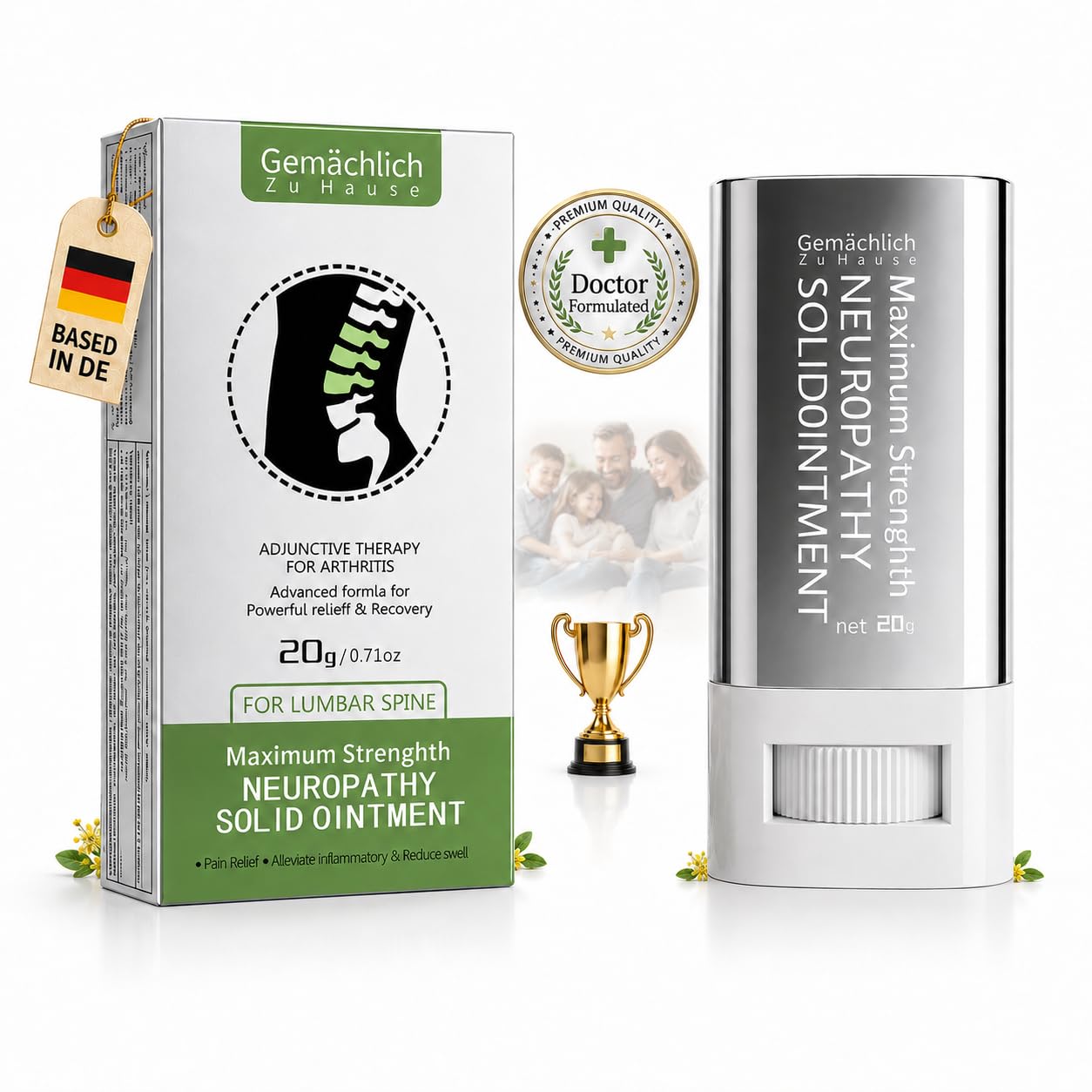 NDC Listed Fast-Acting Arnica Ointment Stick, 2026 Upgraded Touch-Free Solid Balm with Camphor &amp; Hypericum Perforatum Oil for Backache, Lower Back Tension &amp; Lumbar Care 0.71oz